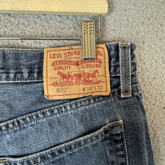 Levis Jeans Mens 34x32 Blue 527 Slim Bootcut Western Cowboy Denim - Picture 8 of 9